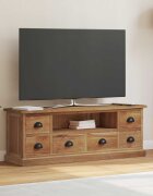 vidaXL ТВ стойка 110 x 30 x 40 cm Естествен Солидно тиково дърво