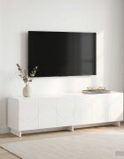vidaXL ТВ стойка 140 x 345 x 40 см Бял гланц Инженерна дървесина