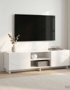 vidaXL ТВ стойка 140 x 345 x 40 см Бял гланц Инженерна дървесина