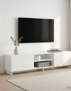 vidaXL ТВ стойка 180 x 345 x 40 см Бял гланц Инженерна дървесина