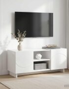 vidaXL ТВ стойка 90 x 34.5 x 40 cm Бял гланц Инженерна дървесина