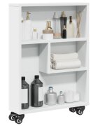 vidaXL Тясна количка за съхранение бяла 48x13x68 см инженерно дърво