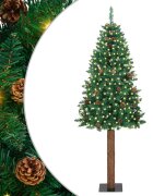vidaXL Тясно коледно дърво Зелен 210 cm ПВЦ и масивно борово дърво