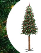 vidaXL Тясно коледно дърво Зелен 210 cm ПВЦ и масивно борово дърво