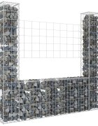 vidaXL U-образна габионна кошница с 2 стълба желязо 140x20x150 см
