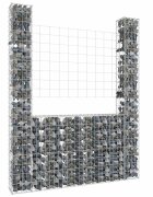 vidaXL U-образна габионна кошница с 2 стълба желязо 140x20x200 см
