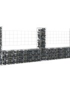 vidaXL U-образна габионна кошница с 3 стълба желязо 260x20x100 см