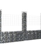 vidaXL U-образна габионна кошница с 3 стълба желязо 260x20x150 см