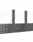 vidaXL U-образна габионна кошница с 4 стълба желязо 380x20x200 см