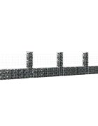 vidaXL U-образна габионна кошница с 5 стълба желязо 500x20x100 см
