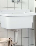 vidaXL Универсална мивка за стенен монтаж бяла 60x40x28 см смола