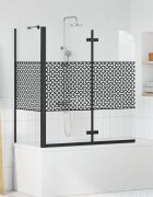 vidaXL Вана с преграда Геометричен Черно 120 x 67 x 129 см