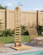 vidaXL Външен душ 225 cm Солидно дърво от акация и неръждаема стомана