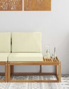 vidaXL Външен край на диван с възглавница Естествен 91 x 63 x 73 см