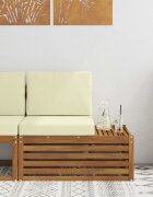 vidaXL Външен край на диван с възглавница Естествен 91 x 63 x 73 см