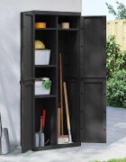 vidaXL Външен шкаф за съхранение черен 65x37x165 см PP