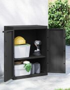 vidaXL Външен шкаф за съхранение черен 65x37x85 см PP