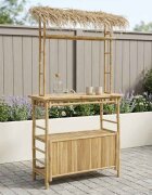 vidaXL Външна бар маса Естествен 110 x 50 x 209 см Бамбук