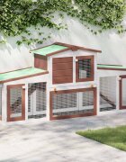 vidaXL Външна голяма клетка за зайци кафяво и бяло 201x45x85 см дърво