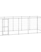 vidaXL Външна клетка за куче поцинкована стомана 121 м²
