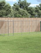 vidaXL Външна клетка за куче с покрив поцинкована стомана 121 м²