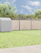 vidaXL Външна клетка за куче с покрив сребриста 10x10x25 м стомана