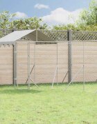 vidaXL Външна клетка за куче с покрив сребриста 10x8x25 м стомана