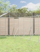 vidaXL Външна клетка за куче с покрив сребриста 12x12x25 м стомана