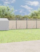 vidaXL Външна клетка за куче с покрив сребриста 12x12x25 м стомана
