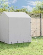 vidaXL Външна клетка за куче с покрив сребриста 2x10x25 м стомана