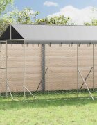 vidaXL Външна клетка за куче с покрив сребриста 2x14x25 м стомана