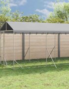vidaXL Външна клетка за куче с покрив сребриста 2x14x25 м стомана