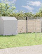 vidaXL Външна клетка за куче с покрив сребриста 6x6x25 м стомана