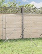 vidaXL Външна клетка за куче сребриста 4x12x2 м поцинкована стомана