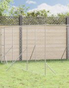 vidaXL Външна клетка за куче сребриста 6x14x2 м поцинкована стомана