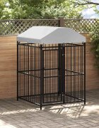 vidaXL Външна клетка за кучета с покрив 120x120x150 см