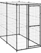 vidaXL Външна клетка за кучета с покрив стомана 110x220x180 см