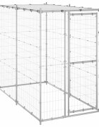 vidaXL Външна клетка за кучета с покрив стомана 110x220x180 см