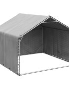 vidaXL Външна клетка за кучета с покривало 2x2x15 м поцинкована стомана