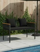 vidaXL Външна пейка 2 -Seater 117 x 54 x 74.5 см полиратан Черно