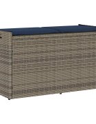 vidaXL Външна пейка за съхранение с възглавница Grey 100 cm Поли ратан
