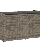 vidaXL Външна пейка за съхранение с възглавница Grey 100 cm Поли ратан