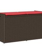 vidaXL Външна пейка за съхранение с възглавница Кафява 100 cm