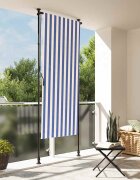 vidaXL Външна ролетна щора синьо и бяло 120x270 см плат и стомана