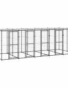 vidaXL Външна стоманена клетка за кучета с покрив 121 m²
