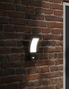 vidaXL Външни LED стенни лампи със сензори 2 бр черен лят алуминий