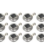vidaXL Външни соларни лампи 12 бр LED кръгли 12 см бели