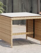 vidaXL Външни табуретки с възглавници 4 бр бежов 40x40x35 см полиратан