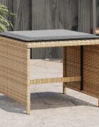 vidaXL Външни табуретки с възглавници 4 бр бежов 40x40x35 см полиратан