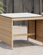 vidaXL Външни табуретки с възглавници 4 бр бежови 41x41x36см полиратан